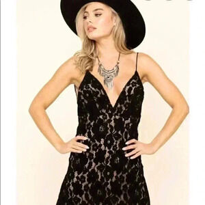 Free People Black and Nude Lace Dress